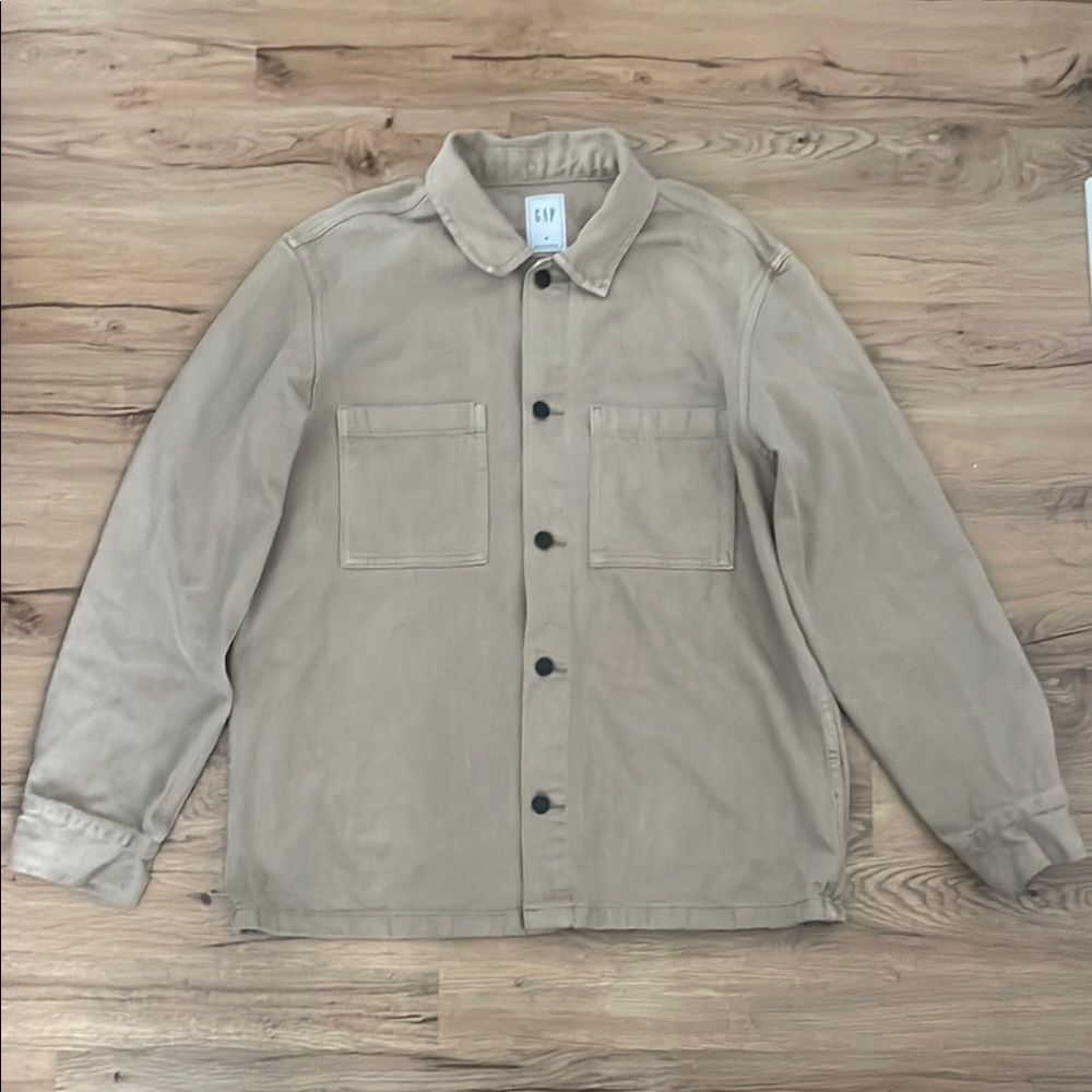 GAP Oversized shirt jacket in tan